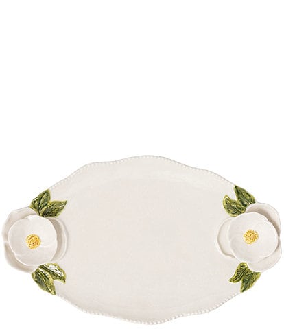 Mud Pie White Figural Flower Handle Platter