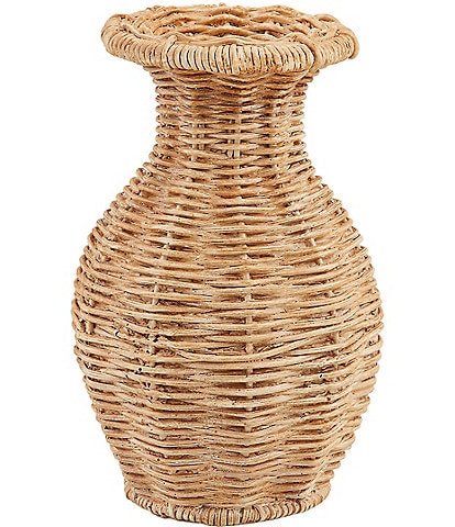 Mud Pie White House Collection Flared Resin Basket Weave Vase Decor