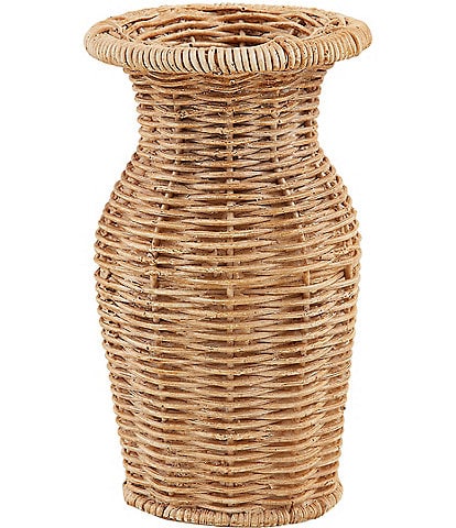 Mud Pie White House Collection Skinny Resin Basket Weave Vase Decor