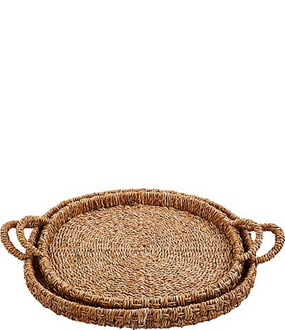 Mud Pie White House Collection Woven Seagrass Nested Basket Tray, Set of 2