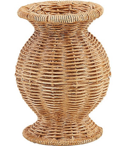 Mud Pie White House Wide Resin Basket Weave Vase Decor