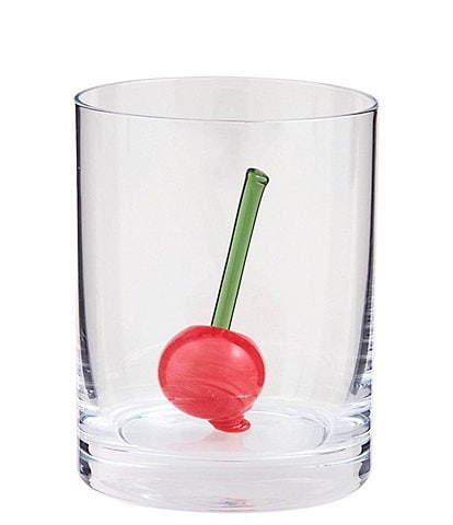 Mud Pie Wine O'Clock Cherry Icon Double Old-Fashion Glass
