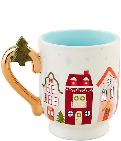 Mud Pie Winter Wonderland House Christmas Pedestal Mug