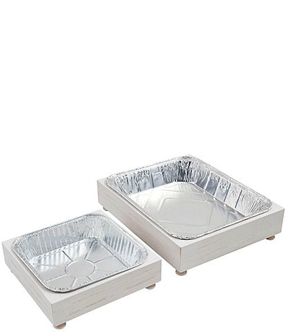 Mud Pie Wood Aluminum Pan Holder Set