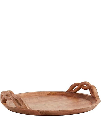 Mud Pie Wood Braided Handle Tray
