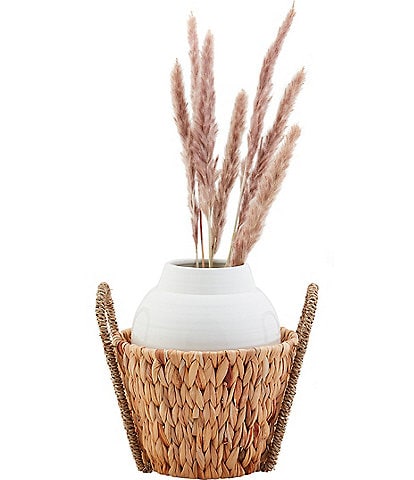 Mud Pie Woven Seagrass & Dolomite Large Vase