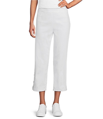 Multiples Straight Leg Double X-Strap Hem Pull-On Pants