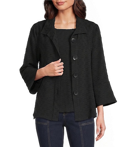 Multiples Clipped Jacquard 2-Piece Jacket Set