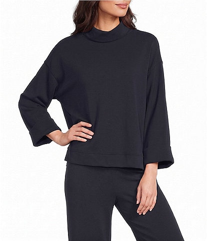 Multiples Knit Turtleneck 3/4 Sleeve Drop Shoulder Top