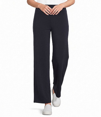 Multiples Knit Wide Leg Pull-On Ankle Pants