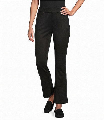 Multiples Petite Size Faux Suede Flared Full Length Pull-On Pants