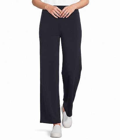 Multiples Petite Size Knit Wide Leg Pull-On Ankle Pants