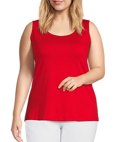 Multiples Plus Size Double Scoop Neck Fitted Tank