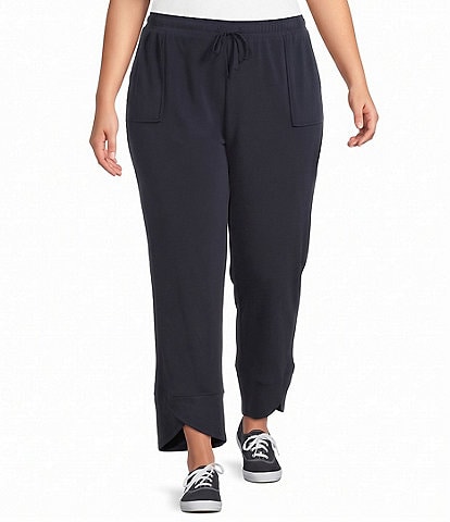 Multiples Plus Size Knit Drawstring Tulip Hem Lantern Pants