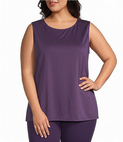 Multiples Plus Size Knit High Neck Sleeveless Tank
