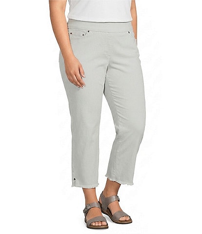 Multiples Plus Size Solid Garment Dyed 4-Way Stretch Pull-On Crop Pants