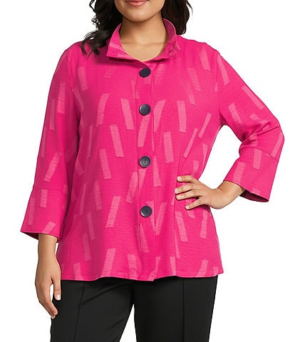 Multiples Plus Size Solid Textured Woven 2-Piece Set