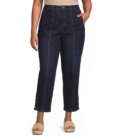 Multiples Plus Size Two-Way Stretch Garment Dyed Crop Pant