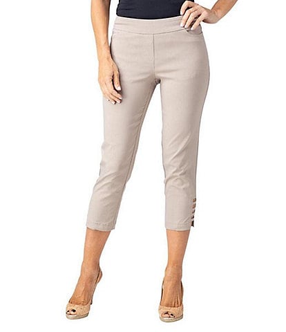 Slimsation® by Multiples Straight Ladder Hem Pull-On Twill Crop Pants