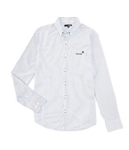 Murano Archive Collection Slim-Fit Embroidered Stripe Long-Sleeve Woven Shirt