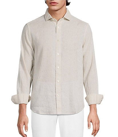 Murano Baird McNutt Linen Classic Fit Solid Long Sleeve Woven Shirt