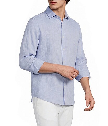 Murano Baird McNutt Linen Classic Fit Solid Long Sleeve Woven Shirt
