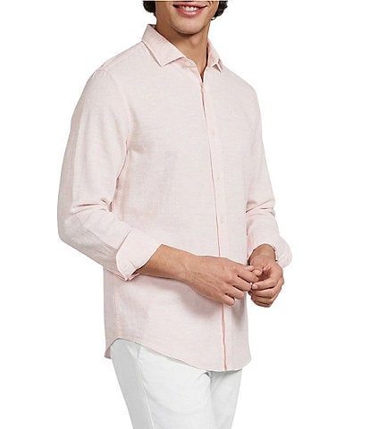 Murano Baird McNutt Linen Classic Fit Solid Long Sleeve Woven Shirt
