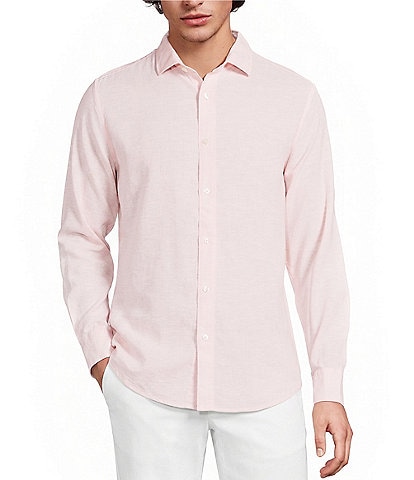 Murano Baird McNutt Linen Classic Fit Solid Long Sleeve Woven Shirt