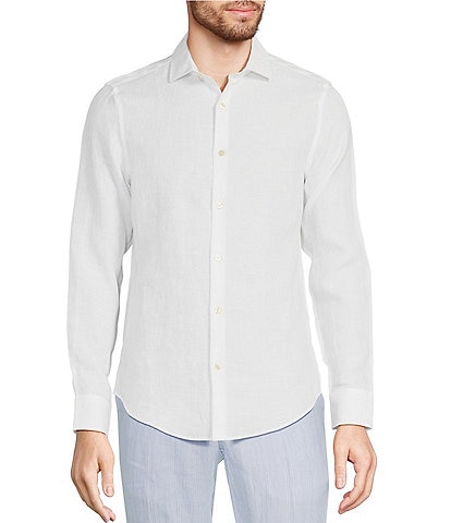 Murano Baird McNutt Linen Slim Fit Solid Long Sleeve Woven Shirt