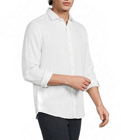 Murano Big & Tall Baird McNutt Linen Classic Fit Solid Long Sleeve Woven Shirt