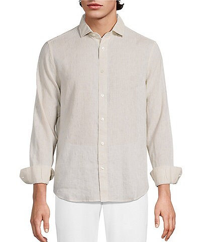 Murano Big & Tall Baird McNutt Linen Classic Fit Solid Long Sleeve Woven Shirt