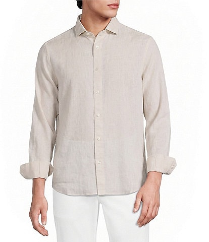 Murano Big & Tall Baird McNutt Linen Classic Fit Solid Long Sleeve Woven Shirt