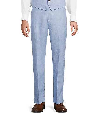Murano Big & Tall Baird McNutt Linen Zac Classic Fit Flat Front Suit Separates Pants