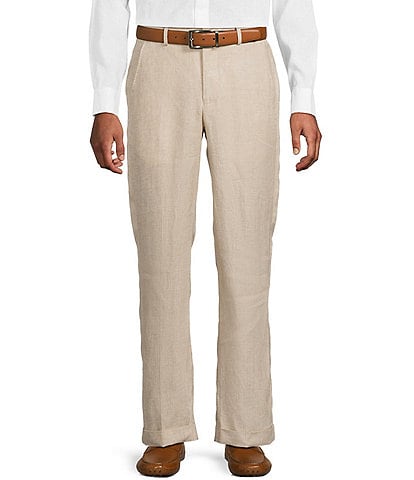Murano Big & Tall Baird McNutt Linen Zac Classic Fit Flat Front Suit Separates Pants