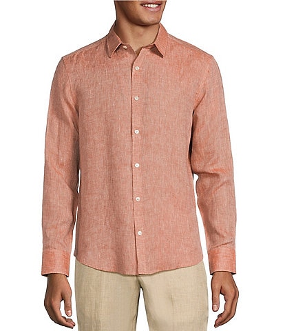 Murano Big & Tall Baird McNutt Long Sleeve Solid Linen Woven Shirt