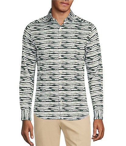 Murano Big & Tall Electric Jungle Collection Slim-Fit Zipper Print Long-Sleeve Woven Shirt