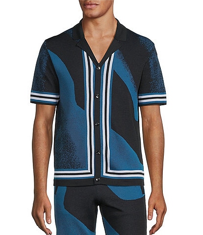Murano Big & Tall Interdimensional Collection Jacquard Short Sleeve Camp Shirt