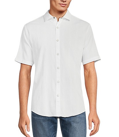 Murano Big & Tall Looking Glass Collection Slim Fit Seersucker Snap Front Short Sleeve Shirt