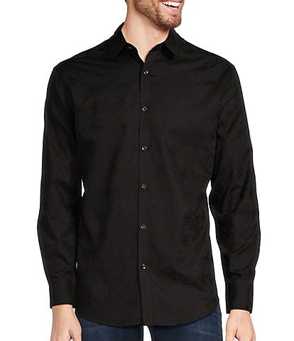 Murano Big & Tall Pattern Jacquard Long Sleeve Woven Shirt