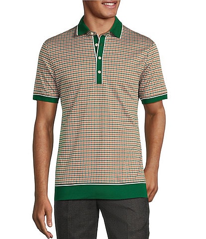 Murano Big & Tall Prehistoric Prep Collection Slim Fit Houndstooth Short Sleeve Polo Shirt