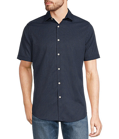 Murano Big & Tall Slim Fit Performance Geometric Print Short-Sleeve Woven Shirt