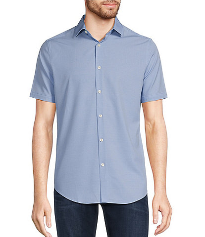 Murano Big & Tall Slim Fit Performance Small Circle Geometric Print Short Sleeve Woven Shirt