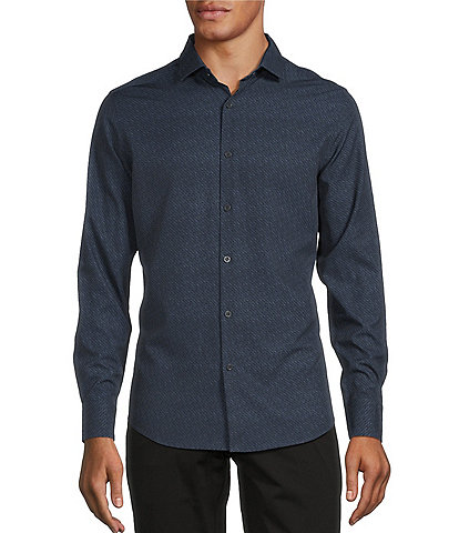 Murano Big & Tall Slim Fit Performance Stretch Geometric Print Long Sleeve Woven Shirt