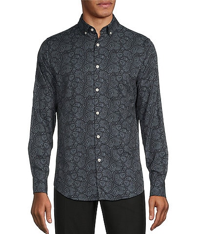 Murano Big & Tall Slim Fit Performance Stretch Paisley Long Sleeve Woven Shirt