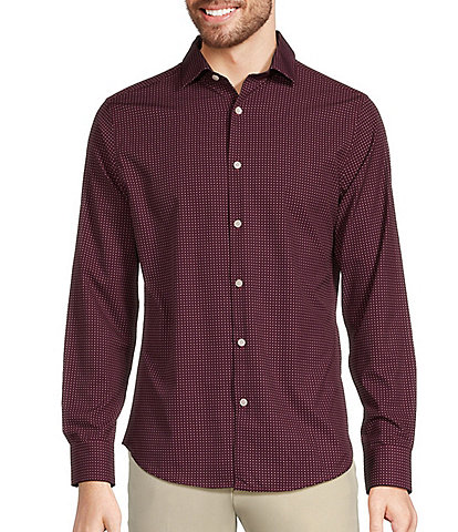 Murano Big & Tall Slim Fit Performance Stretch Spread Collar Square Printed Woven Shirt