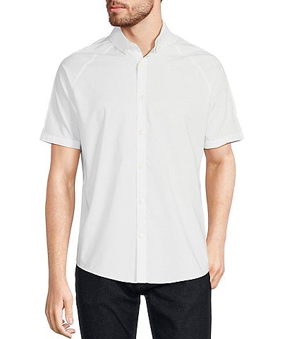 Murano Big & Tall Slim Fit Solid Poplin Short Sleeve Woven Shirt