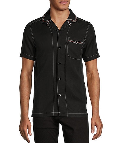 Murano Big & Tall Wanderin West Collection Slim Fit Contrast Stitching Short Sleeve Woven Shirt