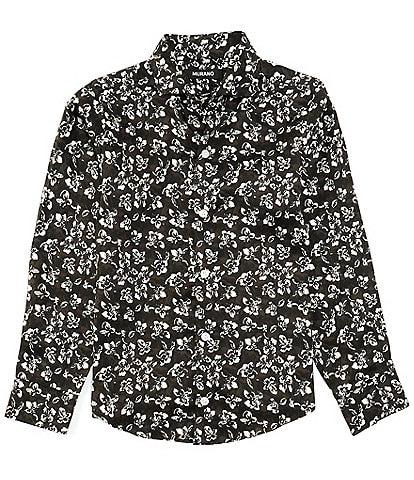 Murano Big Boys 8-20 Long Sleeve Floral Print Button Front Shirt