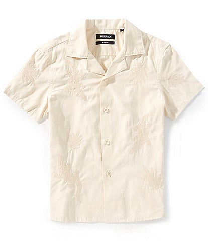 Murano Big Boys 8-20 Slim Placed Embroidered Camp Notch Collar Shirt