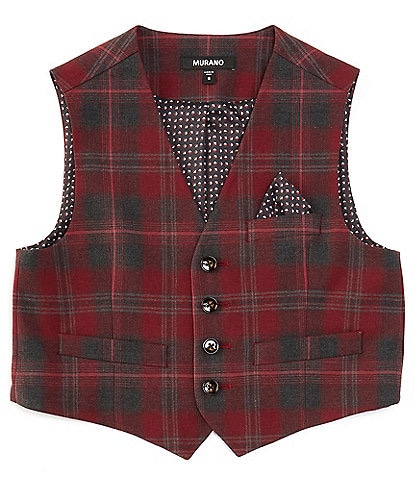 Murano Big Boy's 8-20 Welt Pocket Plaid Vest